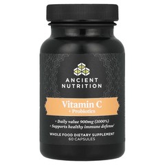 2 X Ancient Nutrition, Vitamin C + Probiotics, 60 Capsules