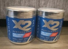 X2 Performance FRUIT PUNCH Clean Pre Workout Intra Powder Men Women Lot Of 2