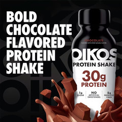 Oikos Protein Shake, Chocolate, 30g Protein, Shelf Stable, 12 Fl Oz Bottle, 15 C