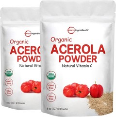 2 Pack of Pure USDA Organic Acerola Cherry Powder,Natural and Organic Vitamin C
