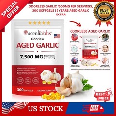 Odorless Garlic 7500Mg per Servings, 300 Softgels | 2 Years Aged Garlic Extra…