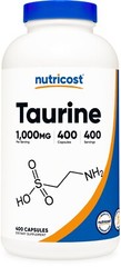 Nutricost Taurine 1000mg, 400 Capsules – Gluten Free & Non-GMO